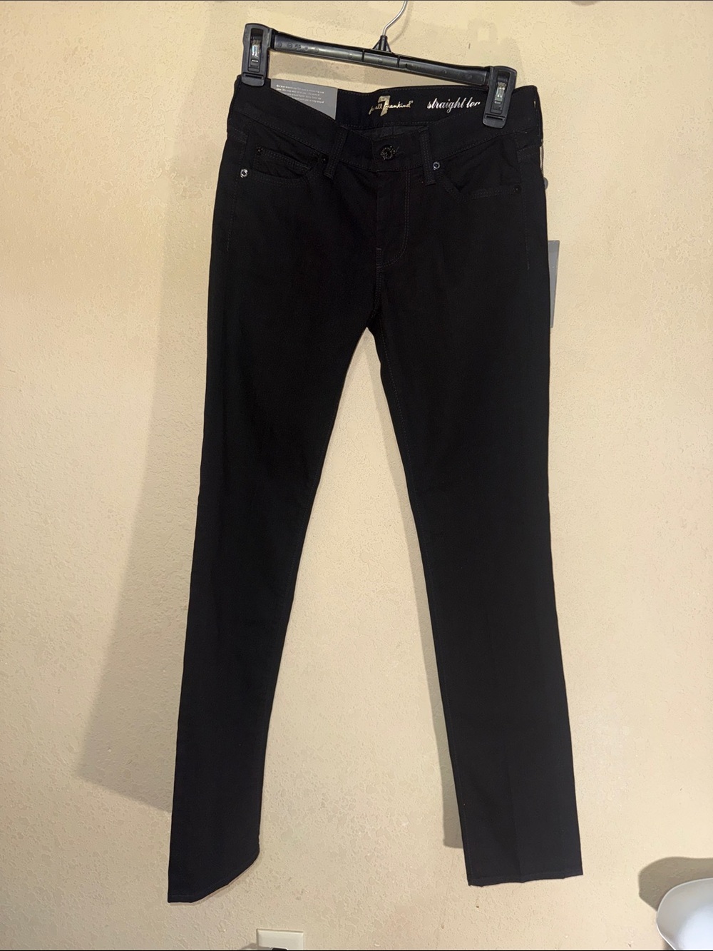 7 For All Mankind Black Straight Leg Jeans